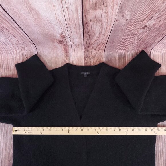 COS Mohair Wool Blend Cardigan Sweater Sz Large Black Open Front Fuzzy Longline - Picture 13 of 14